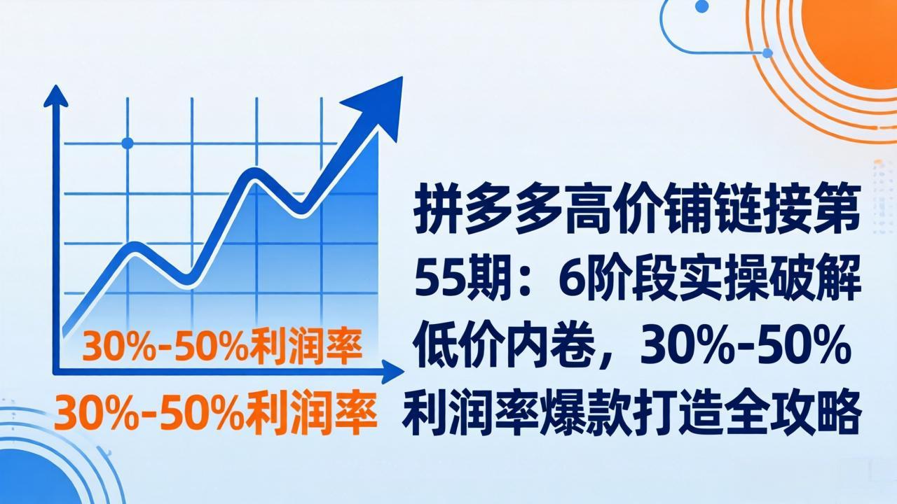 拼多多高价铺链接第55期：6阶段实操破解低价内卷，30%-50%利润率爆款打造全攻略-网创项目总站