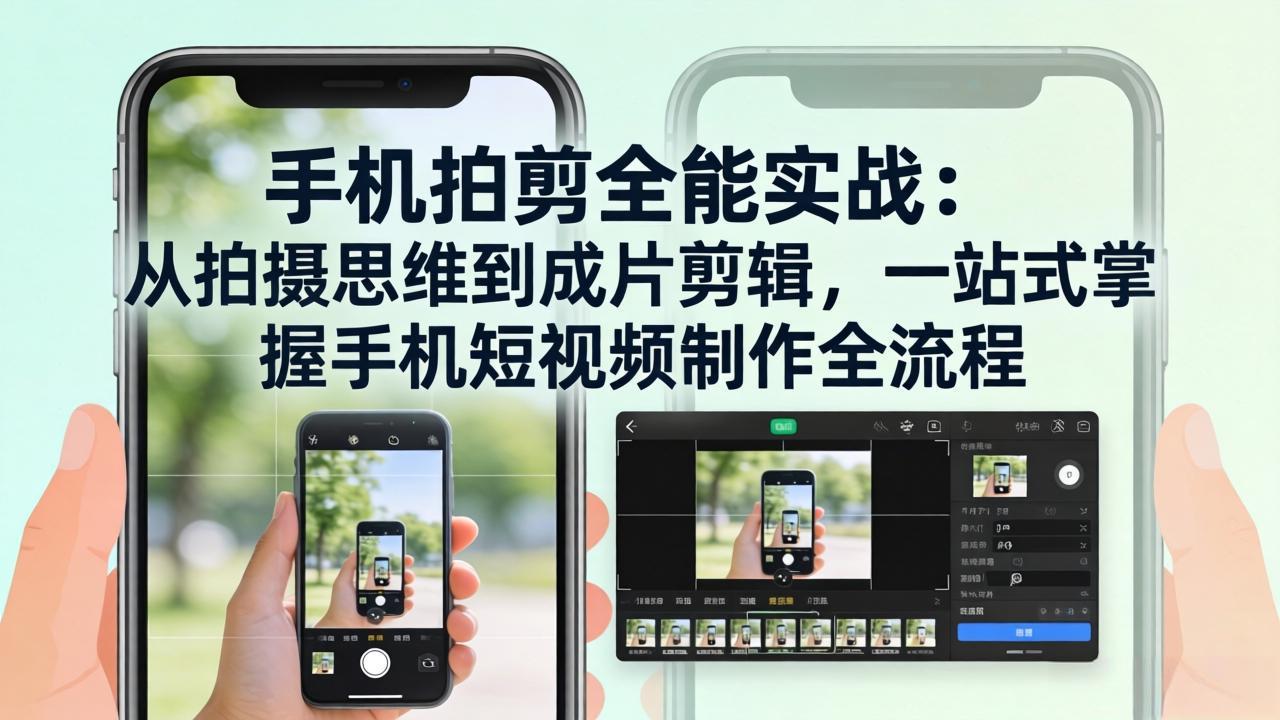 手机拍剪全能实战：从拍摄思维到成片剪辑，一站式掌握手机短视频制作全流程-网创项目总站
