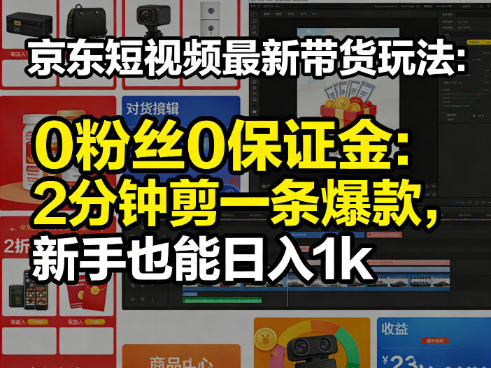 京东短视频最新带货玩法，0粉丝0保证金，2分钟剪一条爆款，新手也能日入1k+【揭秘】-网创项目总站