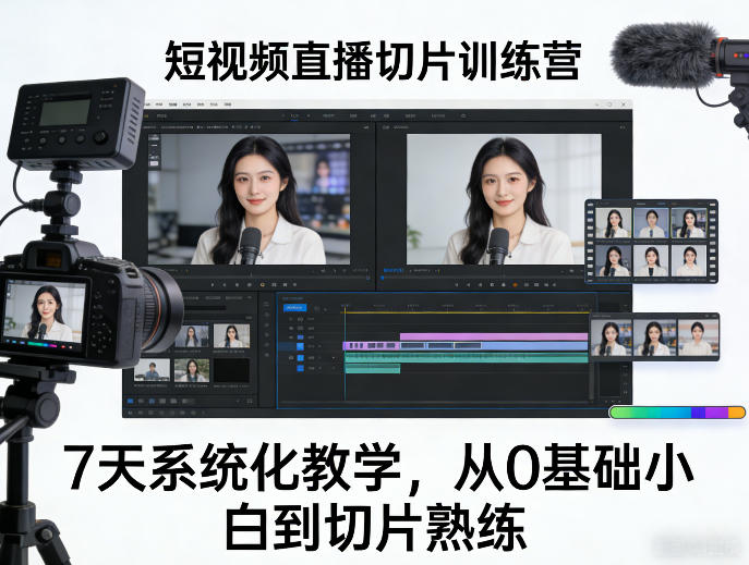 短视频直播切片训练营，7天系统化教学，从0基础小白到切片熟练-网创项目总站