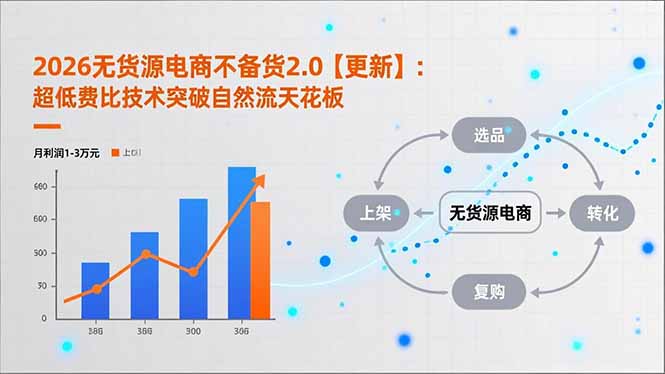 2026无货源电商不备货2.0【更新-3月】：超低费比技术突破自然流天花板，单店月利润1-3万元-网创项目总站