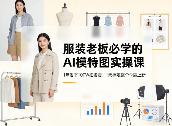 服装老板必学的AI模特图实操课，1年省下100W拍摄费，1天搞定整个季度上新-网创项目总站