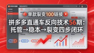 拼多多直通车反向技术56期：托管→稳本→裂变四步闭环，单款裂变100链接抢占核心流量-网创项目总站