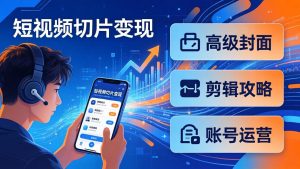 短视频切片变现速成班2.0：高级封面+剪辑攻略+账号运营，0基础小白快速入局副业-网创项目总站