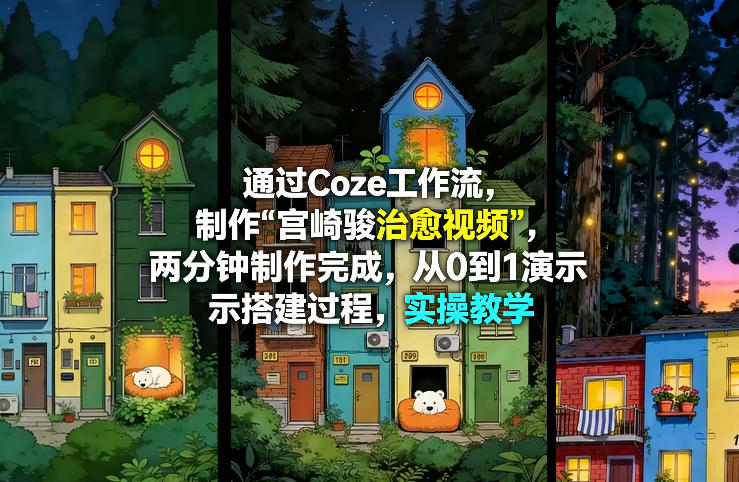 通过Coze工作流制作《宫崎骏治愈视频》，两分钟制作完成，从0到1演示搭建过程，实操教学-网创项目总站