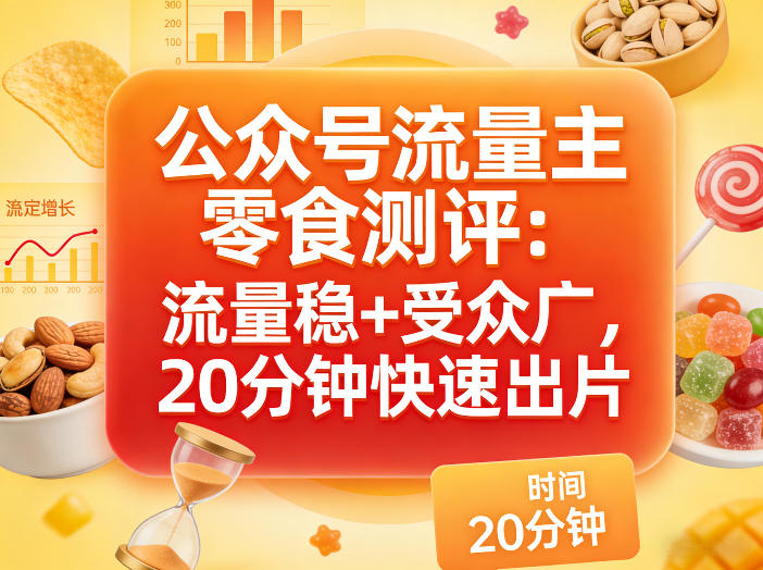 公众号流量主之零食测评赛道，流量稳+受众广，20分钟一条作品-网创项目总站