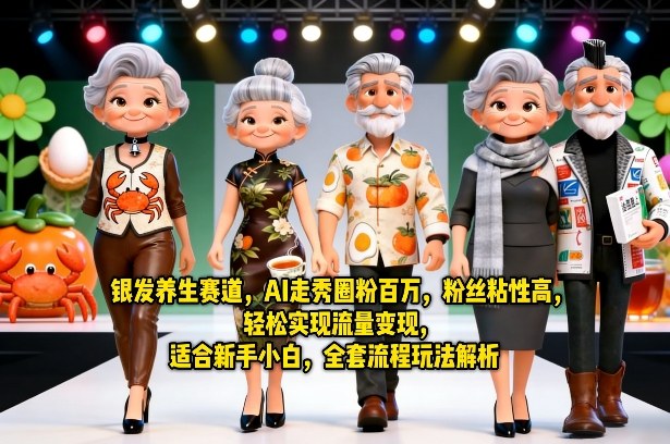 银发养生赛道，AI走秀圈粉百万，粉丝粘性高，轻松实现流量变现，适合新手小白，全套流程玩法解析-网创项目总站