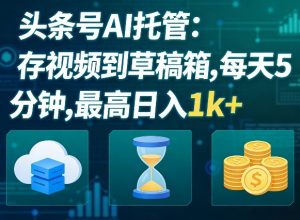 头条号AI托管，我存视频到你草稿箱，每天5分钟，最高日入1k+【揭秘】-网创项目总站