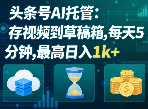 头条号AI托管，我存视频到你草稿箱，每天5分钟，最高日入1k+【揭秘】-网创项目总站
