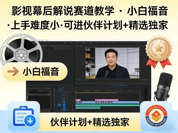 某大佬的影视幕后解说赛道教学，小白福音，上手难度小，可进伙伴计划+精选独家-网创项目总站