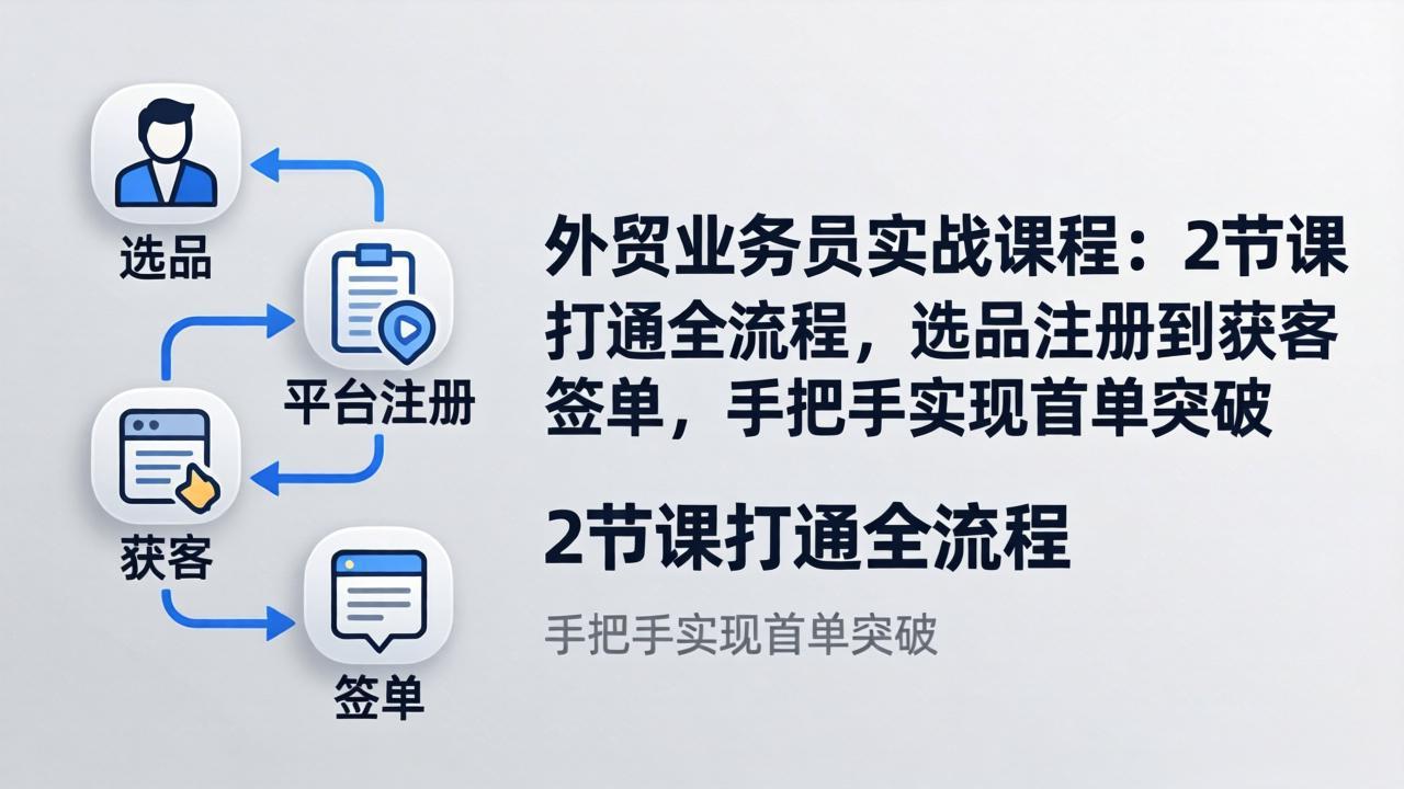 外贸业务员实战课程：2节课打通全流程，选品注册到获客签单，手把手实现首单突破-网创项目总站