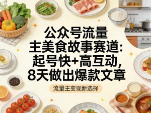 公众号流量主之美食故事赛道，起号快+高互动，8天就能做出爆款文章-网创项目总站