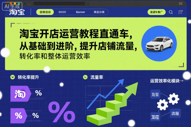 淘宝开店运营教程直通车，从基础到进阶，提升店铺流量，转化率和整体运营效率(更新26年3月24日)-网创项目总站