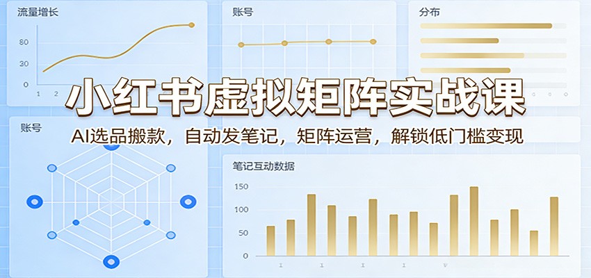 小红书虚拟矩阵实战课：AI选品搬款，自动发笔记，矩阵运营，解锁低门槛变现-网创项目总站