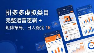 拼多多虚拟类目干货：完整运营逻辑 + 矩阵布局，日入稳定 1K-网创项目总站