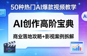 50种热门AI爆款视频教学，AI创作高阶宝典，商业落地攻略+影视案例拆解-网创项目总站