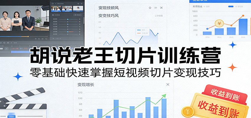 胡说老王切片训练营，零基础快速掌握短视频切片变现技巧-网创项目总站