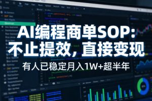AI编程商单SOP，AI编程不能只给工作提效，还要直接变现，有人已经稳定月入1W+半年了-网创项目总站