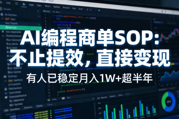 AI编程商单SOP，AI编程不能只给工作提效，还要直接变现，有人已经稳定月入1W+半年了-网创项目总站
