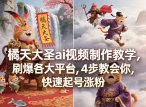 橘天大圣ai视频制作教学，刷爆各大平台，4步教会你，快速起号涨粉-网创项目总站