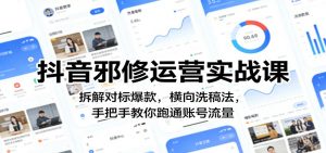 抖音邪修运营实战课：拆解对标爆款，横向洗稿法，手把手教你跑通账号流量-网创项目总站