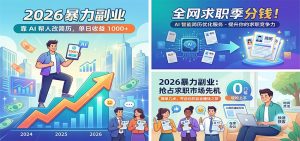 2026暴力副业：靠AI帮人改简历，单日收益1000+，全网求职季分钱-网创项目总站