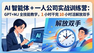 AI 智能体 + 一人公司实战训练营：GPT+MJ 全技能教学，1 小时干完 10 小时活解放双手-网创项目总站