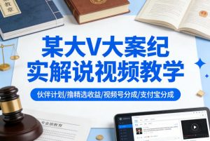 某大V大案纪实解说视频教学，可做伙伴计划、撸精选收益，视频号和支付宝分成计划均可-网创项目总站