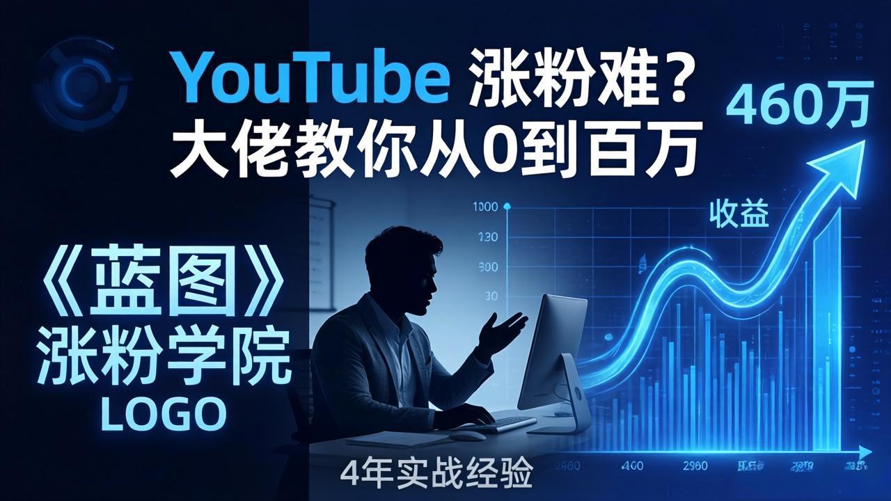 YouTube 涨粉难？《蓝图涨粉学院》：4 年赚 460 万的大佬教策略，从0到百万有路径！-网创项目总站