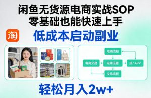 闲鱼无货源电商实战SOP，零基础也能快速上手，低成本启动副业，轻松月入2w+-网创项目总站