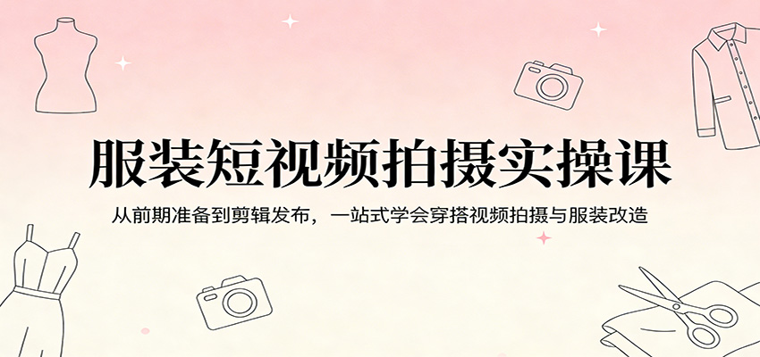 服装短视频拍摄实操课：从前期准备到剪辑发布，一站式学会穿搭视频拍摄与服装改造-网创项目总站