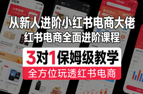 从新人进阶小红书电商大佬，红书电商全面进阶课程，3对1保姆级教学，全方位玩透红书电商-网创项目总站