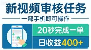 新视频审核任务，一部手机即可操作，20秒完成一单，日收益4张+【揭秘】-网创项目总站