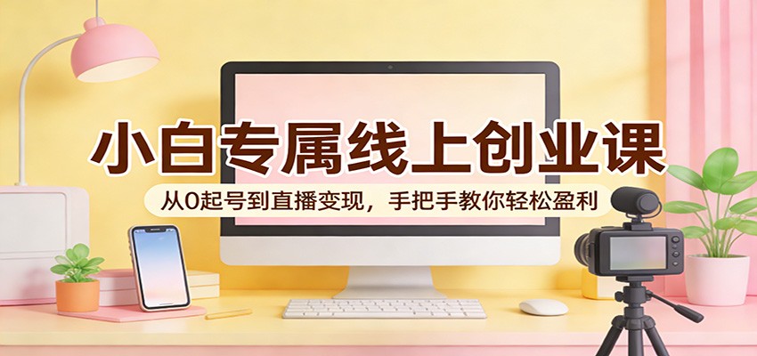 小白专属线上创业课：从0起号到直播变现，手把手教你轻松盈利-网创项目总站