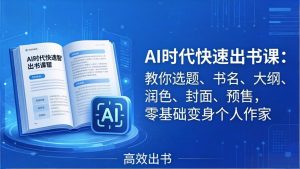 AI时代7天闪电出书课：教你选题、书名、大纲、润色、封面、预售，零基础变身个人作家-网创项目总站