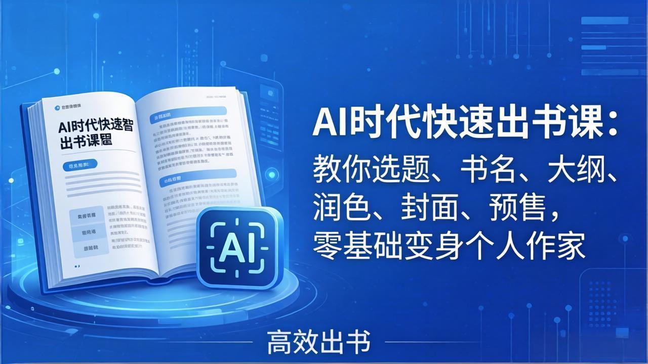AI时代7天闪电出书课：教你选题、书名、大纲、润色、封面、预售，零基础变身个人作家-网创项目总站