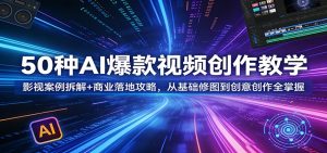 50种AI爆款视频创作教学：影视案例拆解+商业落地攻略，从基础修图到创意创作全掌握-网创项目总站
