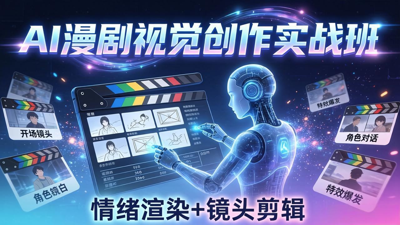 AI漫剧视觉导演思维实战班，从脚本到成片全掌握，分镜设计情绪渲染一站学会-网创项目总站