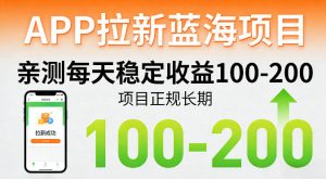 APP拉新蓝海项目，亲测每天稳定收益100-200，项目正规长期-网创项目总站