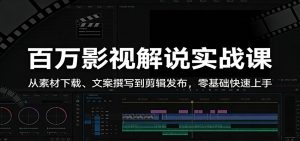 百万影视解说实战课：从素材下载、文案撰写到剪辑发布，零基础快速上手-网创项目总站