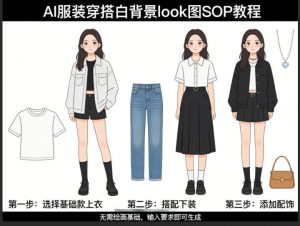 AI服装穿搭白背景look图SOP教程，不用会画画，提几句具体要求，AI就能还你一个奇迹-网创项目总站