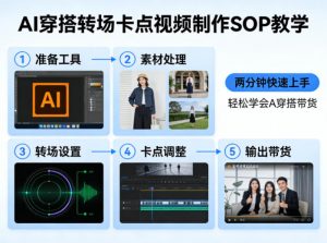 AI穿搭转场卡点视频制作SOP教学，两分钟快速上手，轻松学会AI穿搭带货-网创项目总站