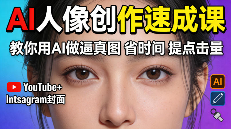 YouTube+Instagram封面没人点？AI人像创作速成课，教你用AI做逼真图，省时间还能提点击量！-网创项目总站