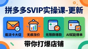 拼多多SVIP实操课-26年4月，截流卡大促+无痕涨价+无限群爆款+AI赋能爆单新玩法，带你打爆店铺-网创项目总站