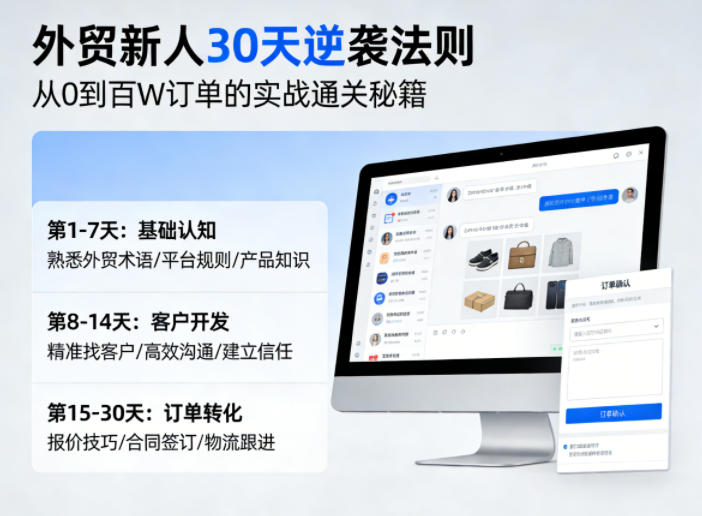 外贸新人30天逆袭法则，教你从0到百W订单的实战通关秘籍-网创项目总站