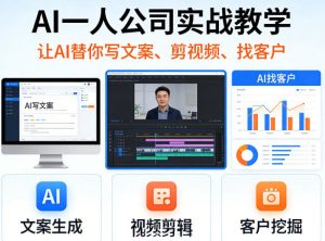 AI一人公司实战教学，让AI替你写文案、剪视频、找客户-网创项目总站