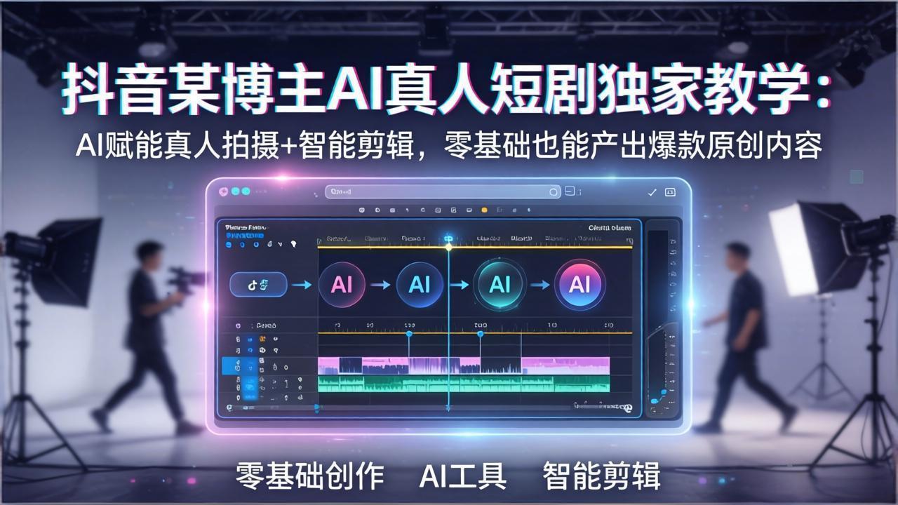 抖音某博主AI真人短剧独家教学：AI赋能真人拍摄+智能剪辑，零基础也能产出爆款原创内-网创项目总站