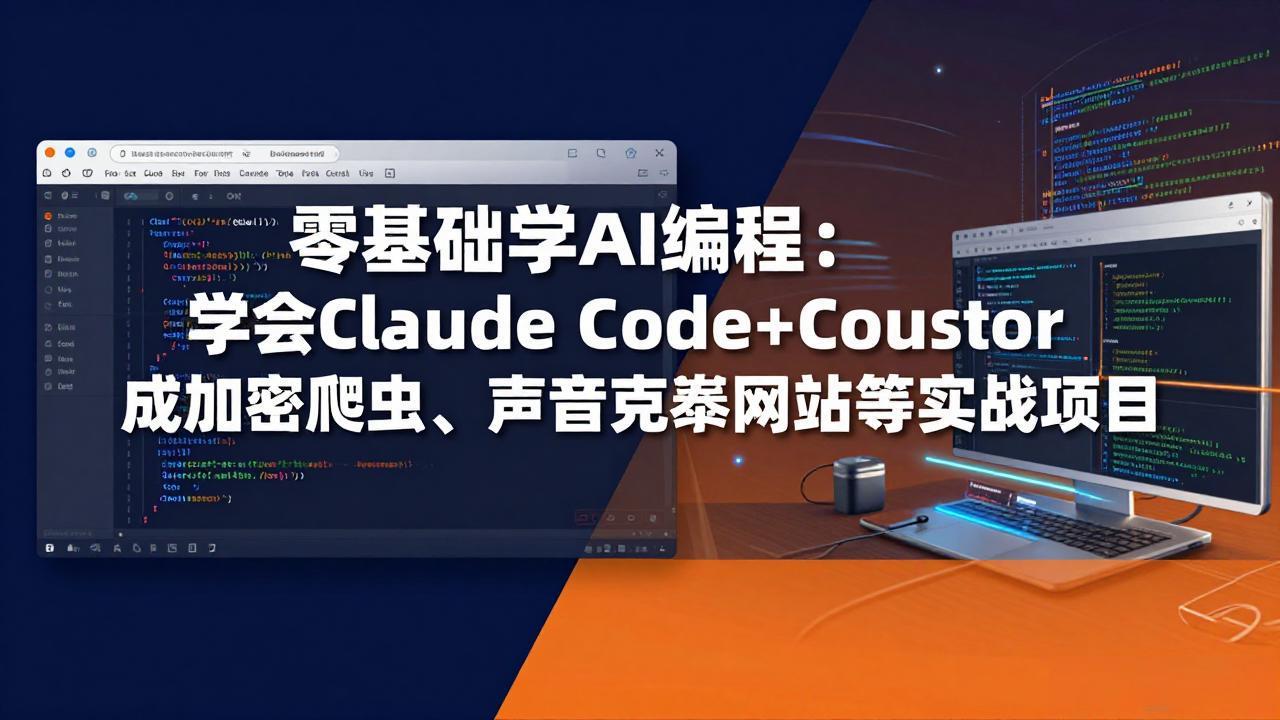 零基础学AI编程：学会Claude Code+Cursor完成加密爬虫、声音克隆网站等实战项目-网创项目总站