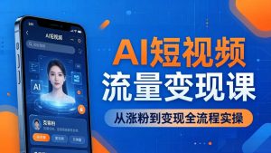 AI短视频流量变现课：一部手机玩转数字人克隆+爆款制作，从涨粉到变现全流程实操-网创项目总站