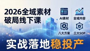 2026全域素材破局线下课：AI素材+全域内容+八大方案+三大SOP，实战落地稳投产-网创项目总站